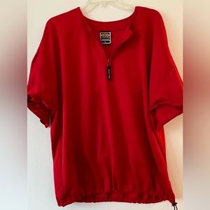 Easton Mens 1/4 zip short sleeves mesh lining, baseball pullover, red